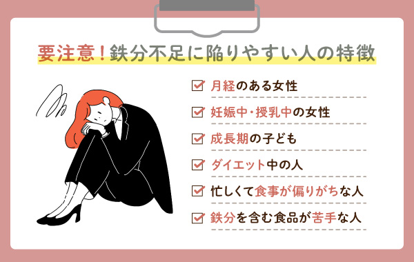 鉄分不足に陥りやすい人の特徴とチェックリスト