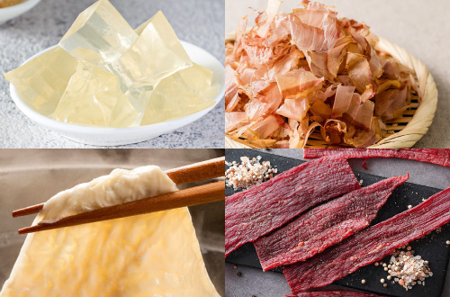 アルギニンが含まれるゼラチン・湯葉・かつお節・ジャーキー