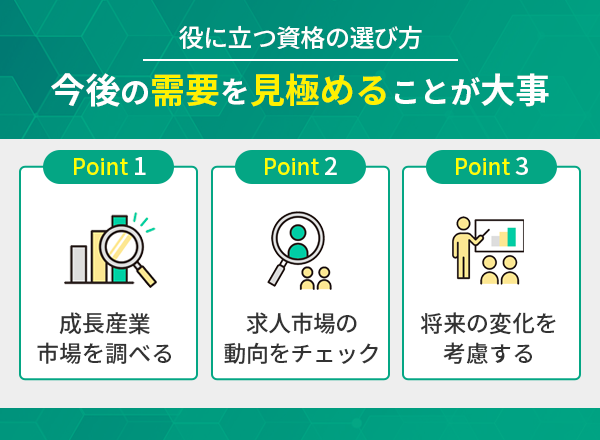 資格を選ぶ際は今後の需要を見極めることが大事