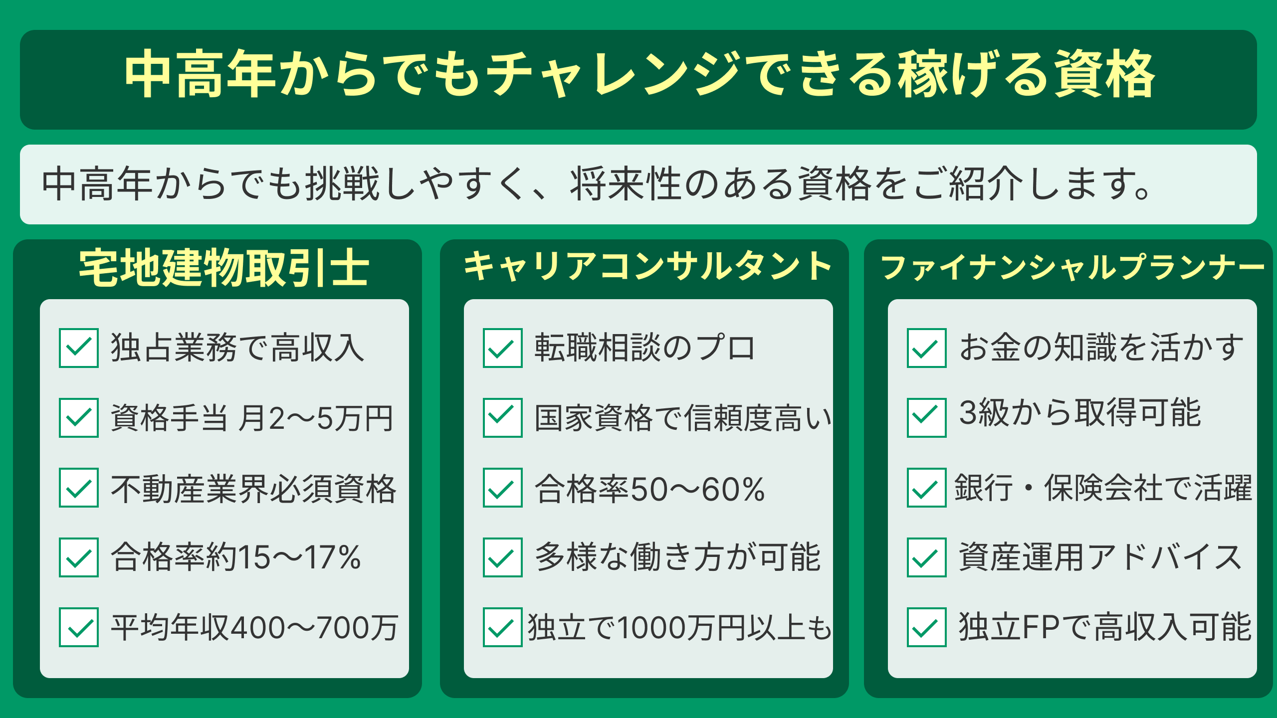 中高年が稼げる資格